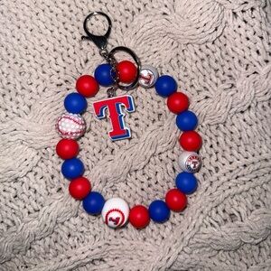 Texas Rangers Beaded Keychain Wristlet ❤️💙⚾️